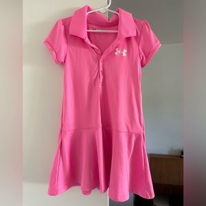 Under Armour girl pink polo dress size 5 euc